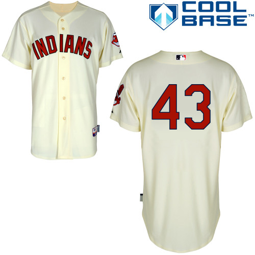 Josh Tomlin #43 MLB Jersey-Cleveland Indians Men's Authentic Alternate 2 White Cool Base Baseball Jersey